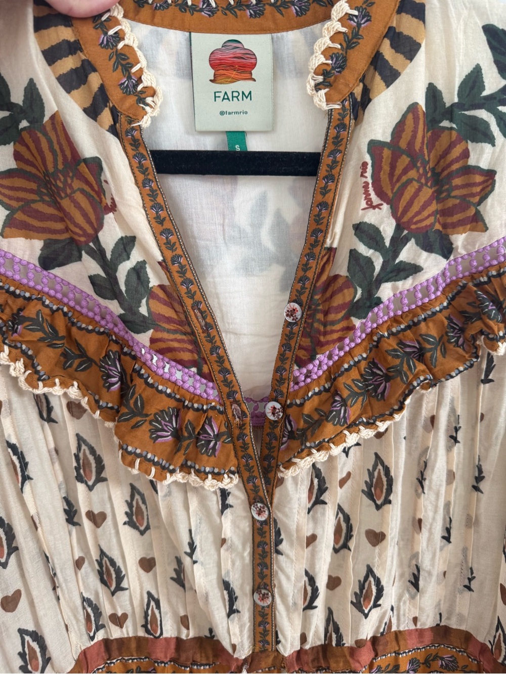 Farm Rio Ainika Ruffled Mini Dress Size Small - Picture 2 of 5